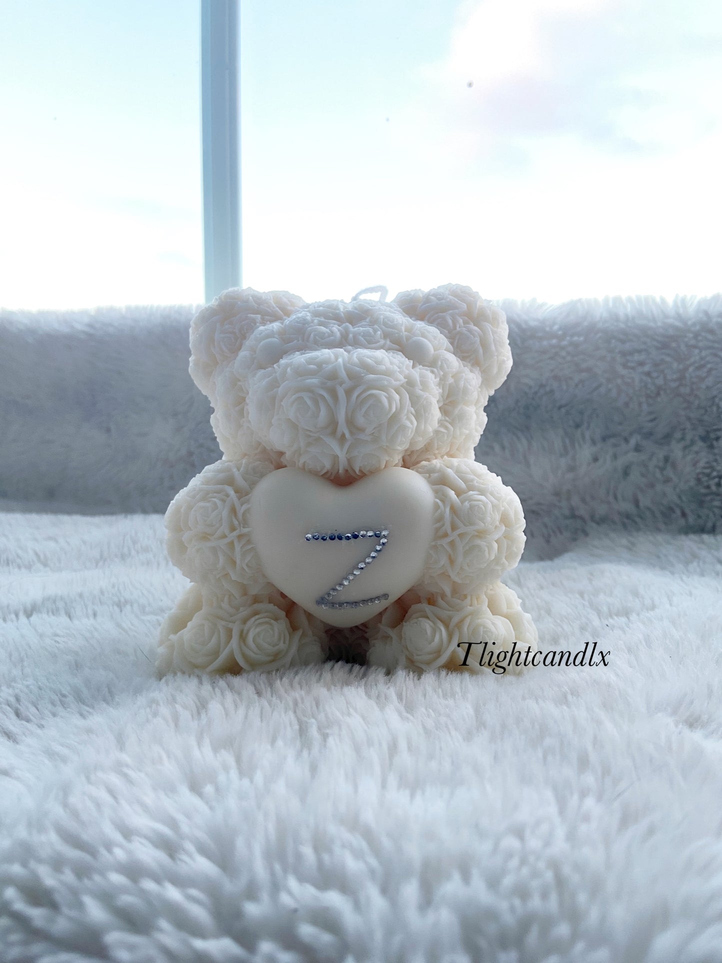 Rosey Bear XL candle - Personlised letter