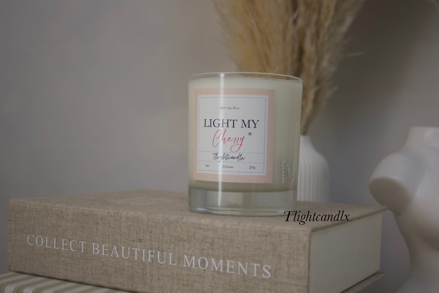 ‘LIGHT MY CHERRY’ glass jar candle with personalisation