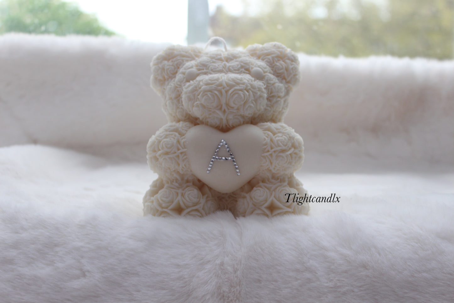 Rosey Bear XL candle - Personlised letter