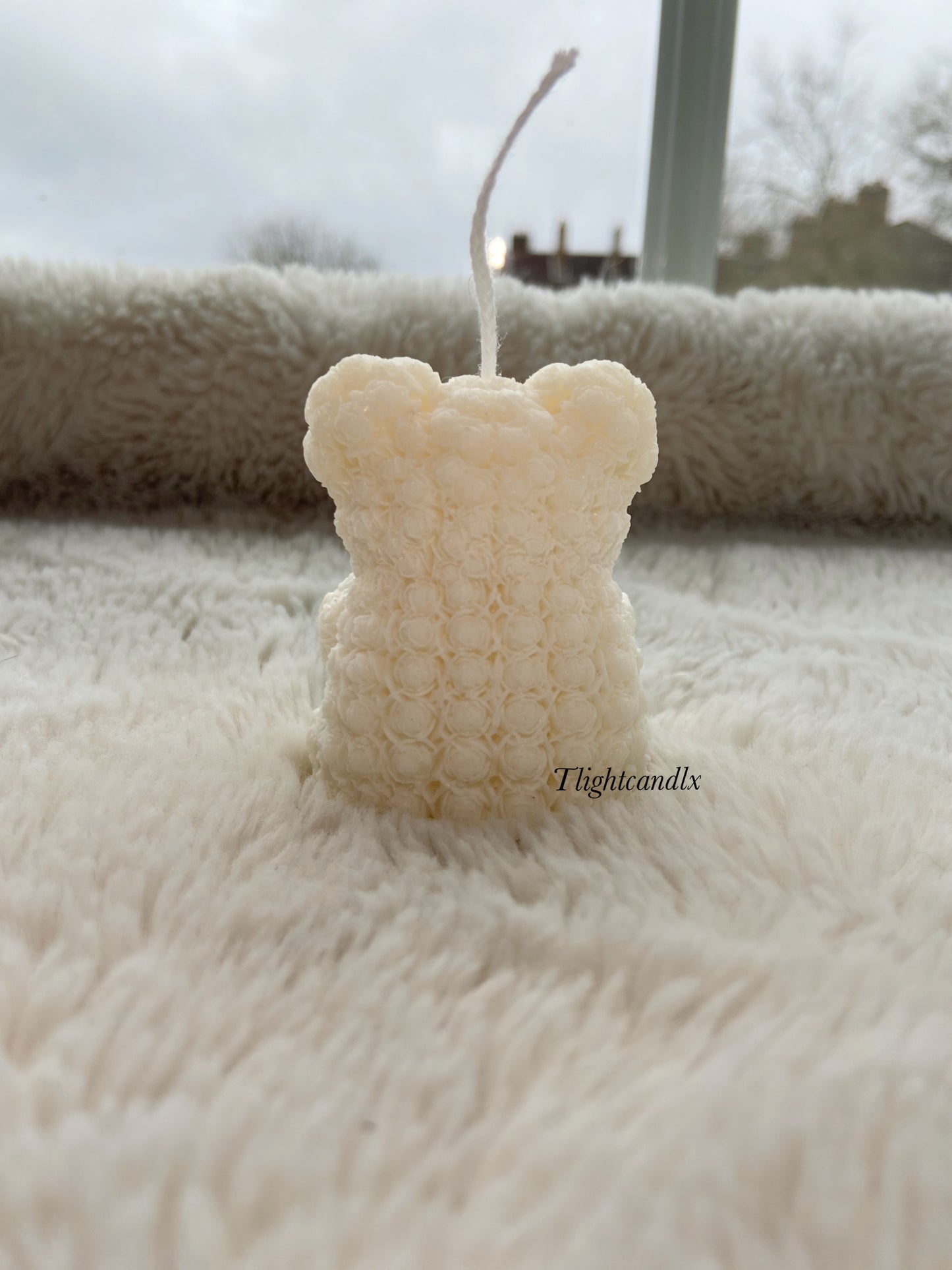 Mini Rosey Bear candle - personalised letter