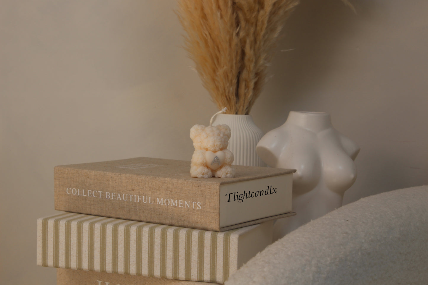 Mini Rosey Bear candle - personalised letter