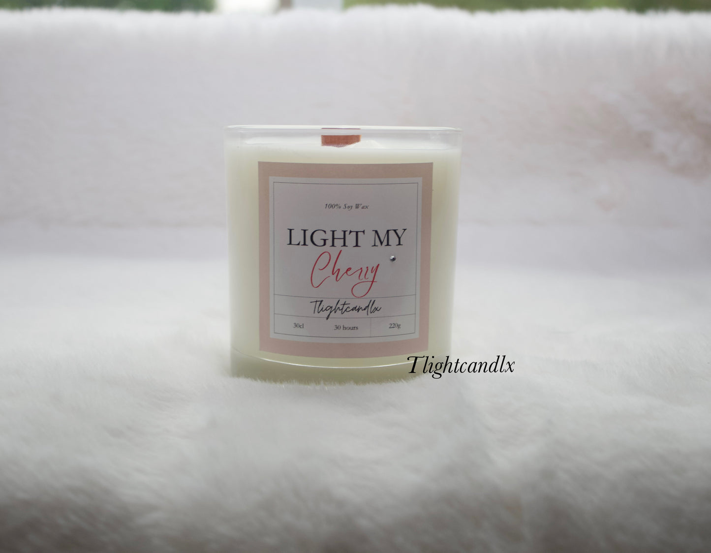 ‘LIGHT MY CHERRY’ glass jar candle with personalisation