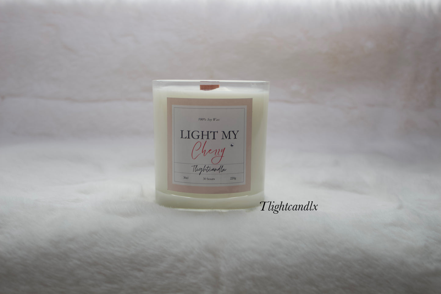 ‘LIGHT MY CHERRY’ glass jar candle with personalisation